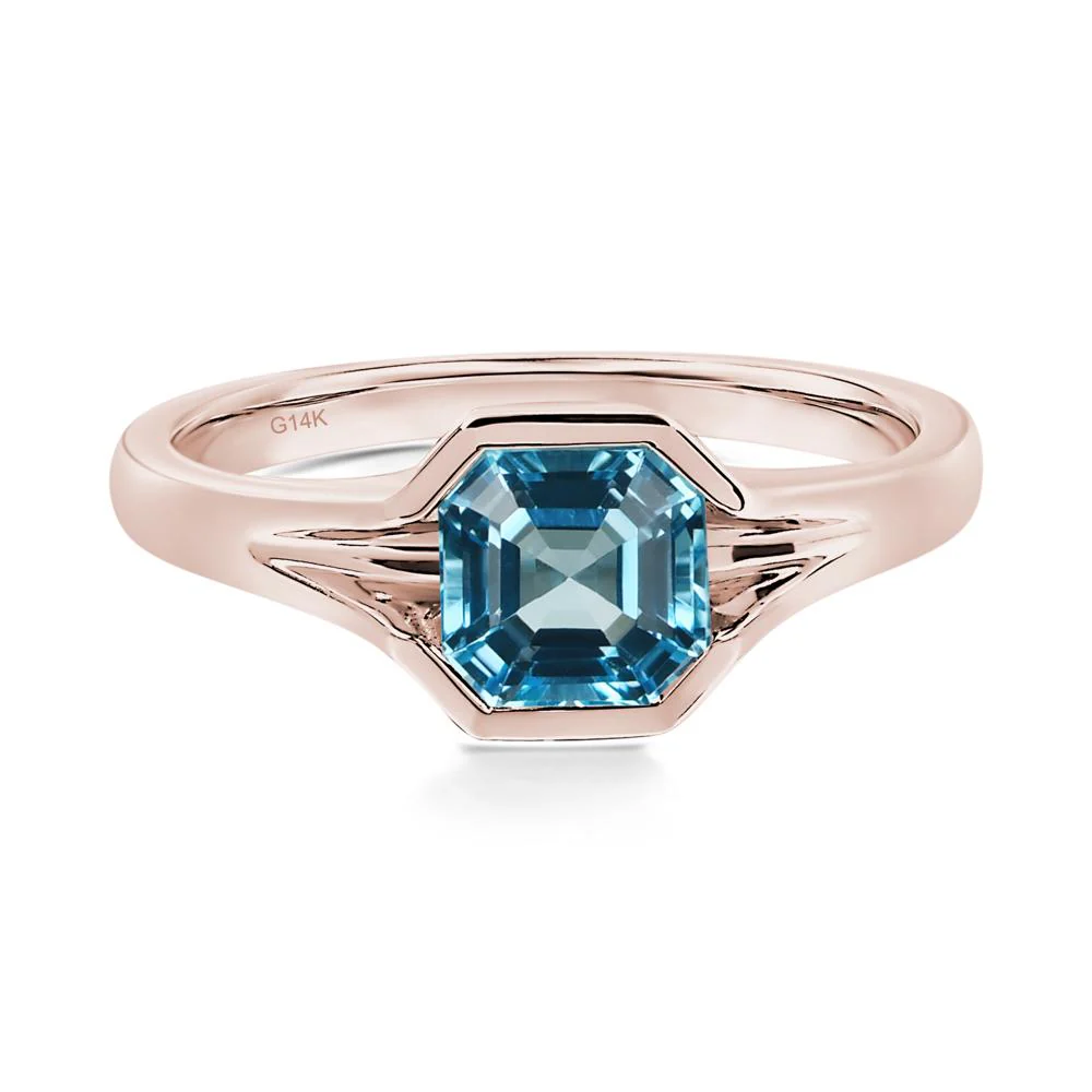 Swiss Blue Topaz Bezel Solitaire Ring - Image 5