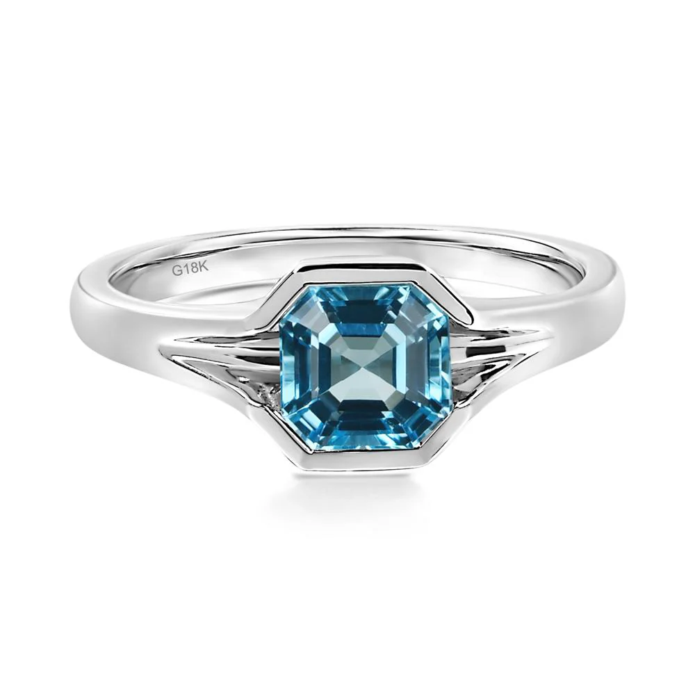 Swiss Blue Topaz Bezel Solitaire Ring - Image 6