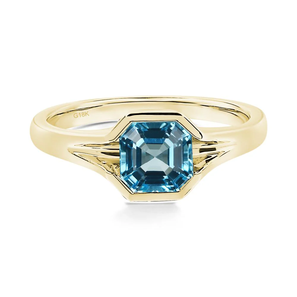 Swiss Blue Topaz Bezel Solitaire Ring - Image 7