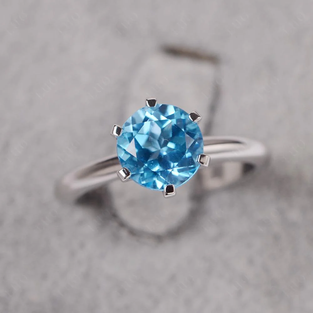 Swiss Blue Topaz Classic Solitaire Ring - Image 11