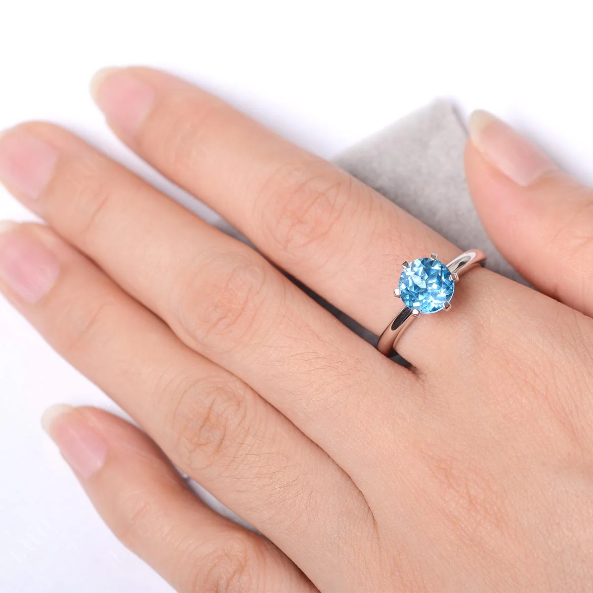 Swiss Blue Topaz Classic Solitaire Ring - Image 13