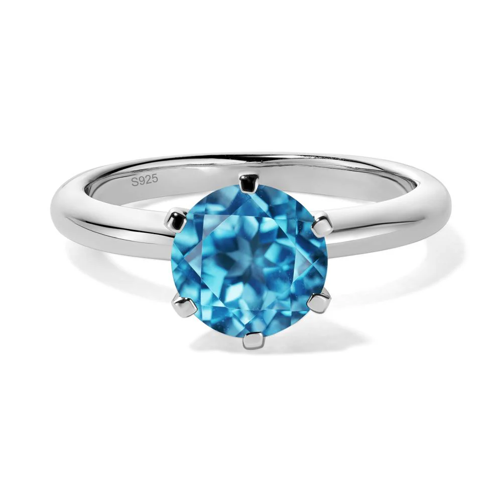 Swiss Blue Topaz Classic Solitaire Ring - Image 2