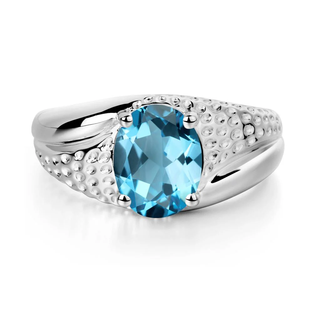 Swiss Blue Topaz Solitaire Ring for Men - Image 2