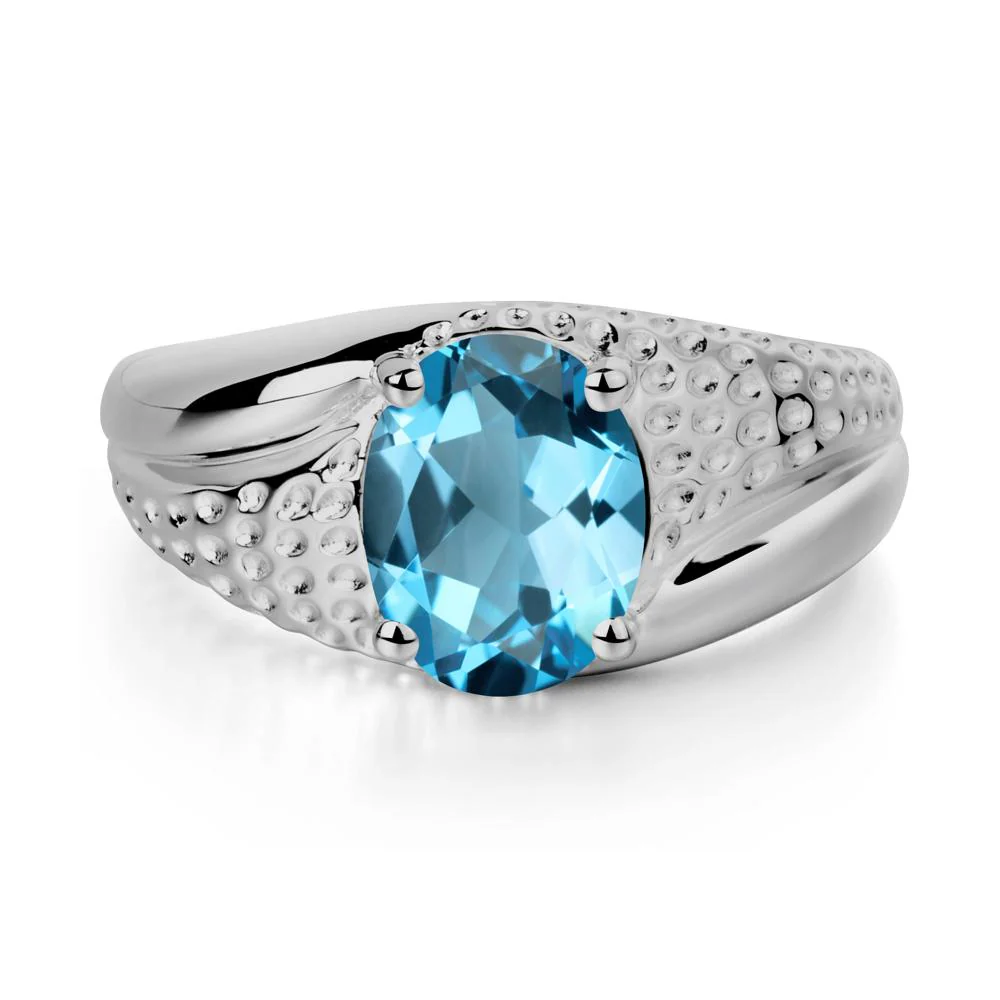 Swiss Blue Topaz Solitaire Ring for Men - Image 8