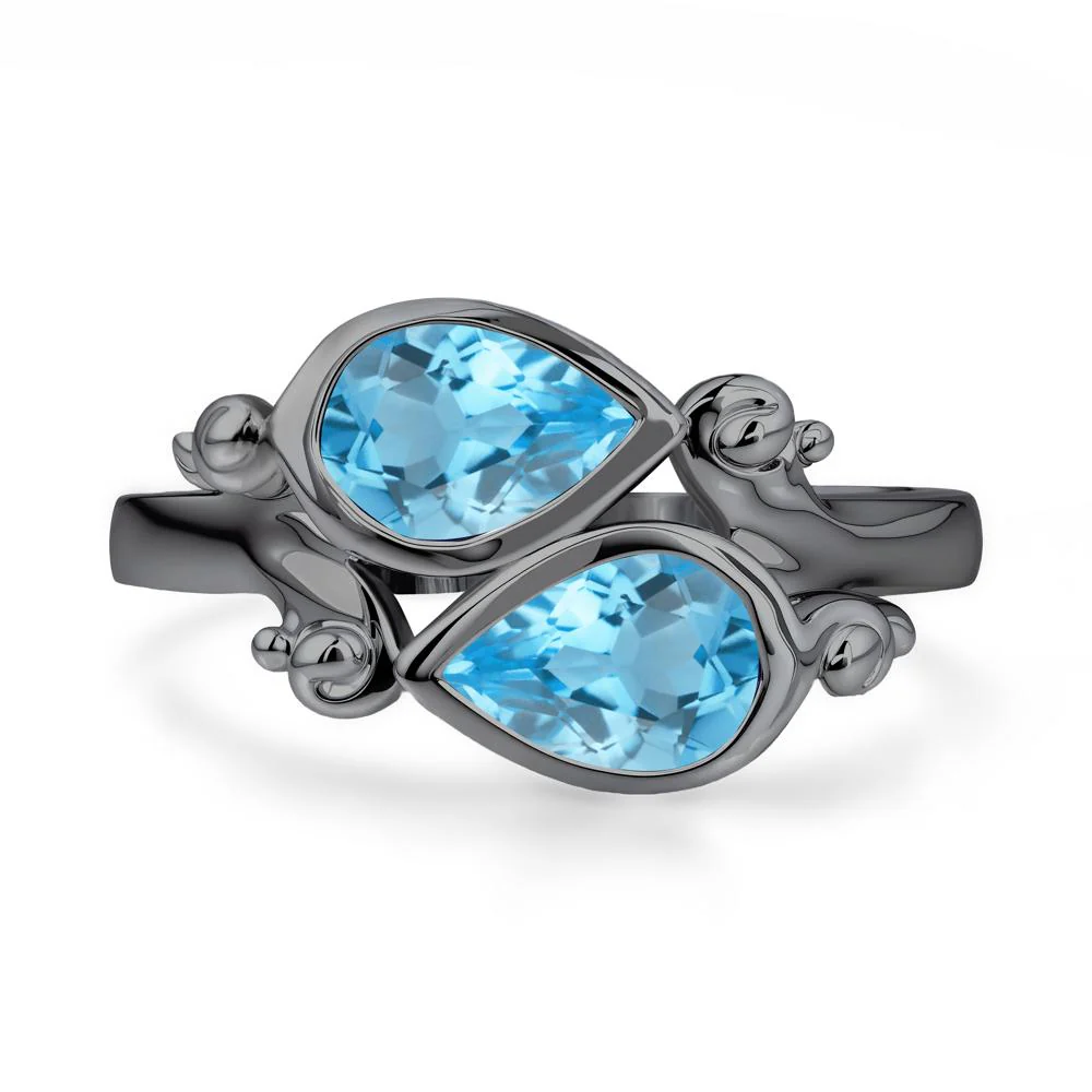 Swiss Blue Topaz Two Stone Bezel Set Ring - Image 9
