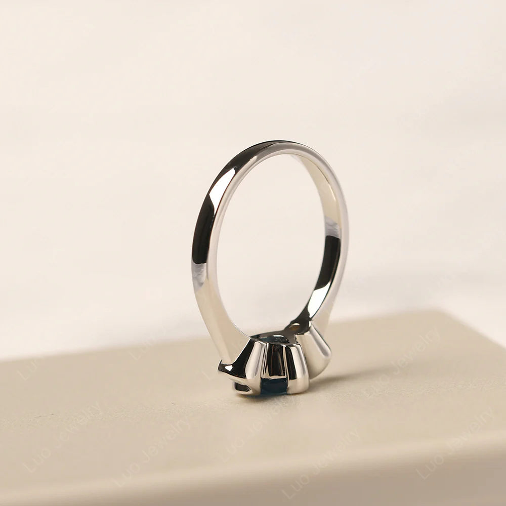 Swiss Blue Topaz Vintage Bezel Set Engagement Ring - Image 4