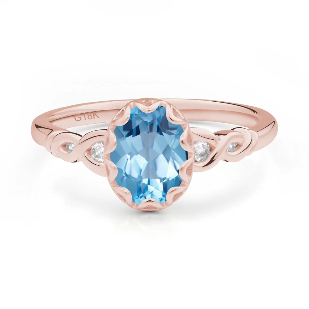 Swiss Blue Topaz Vintage Oval Engagement Ring - Image 4