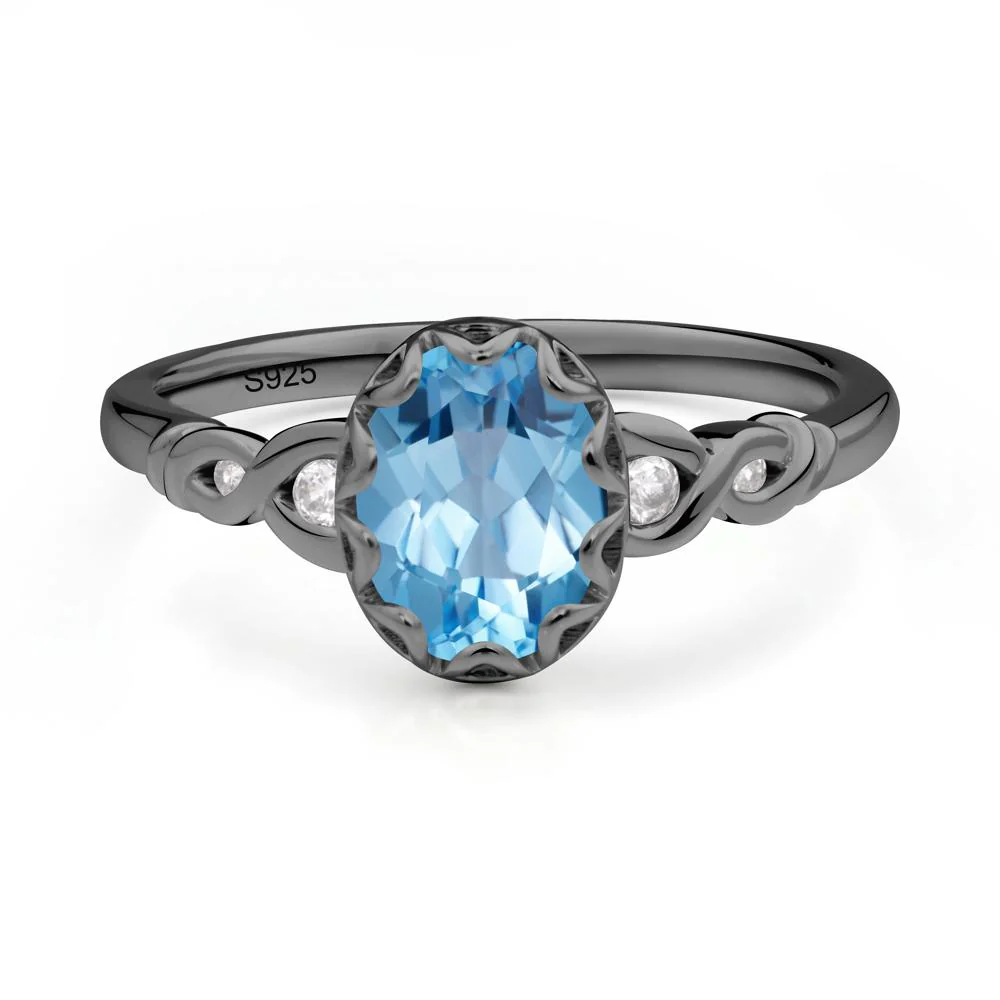 Swiss Blue Topaz Vintage Oval Engagement Ring - Image 7