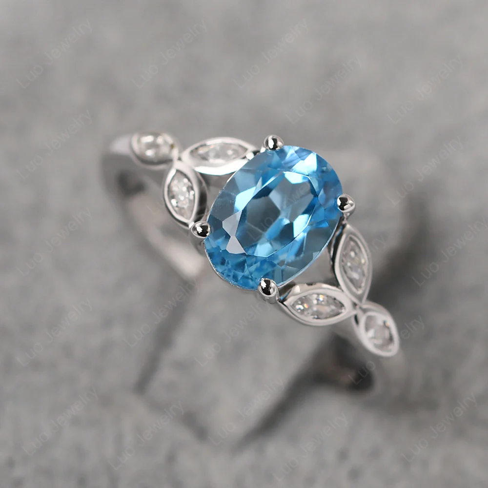 Oval Celtic Swiss Blue Topaz Ring
