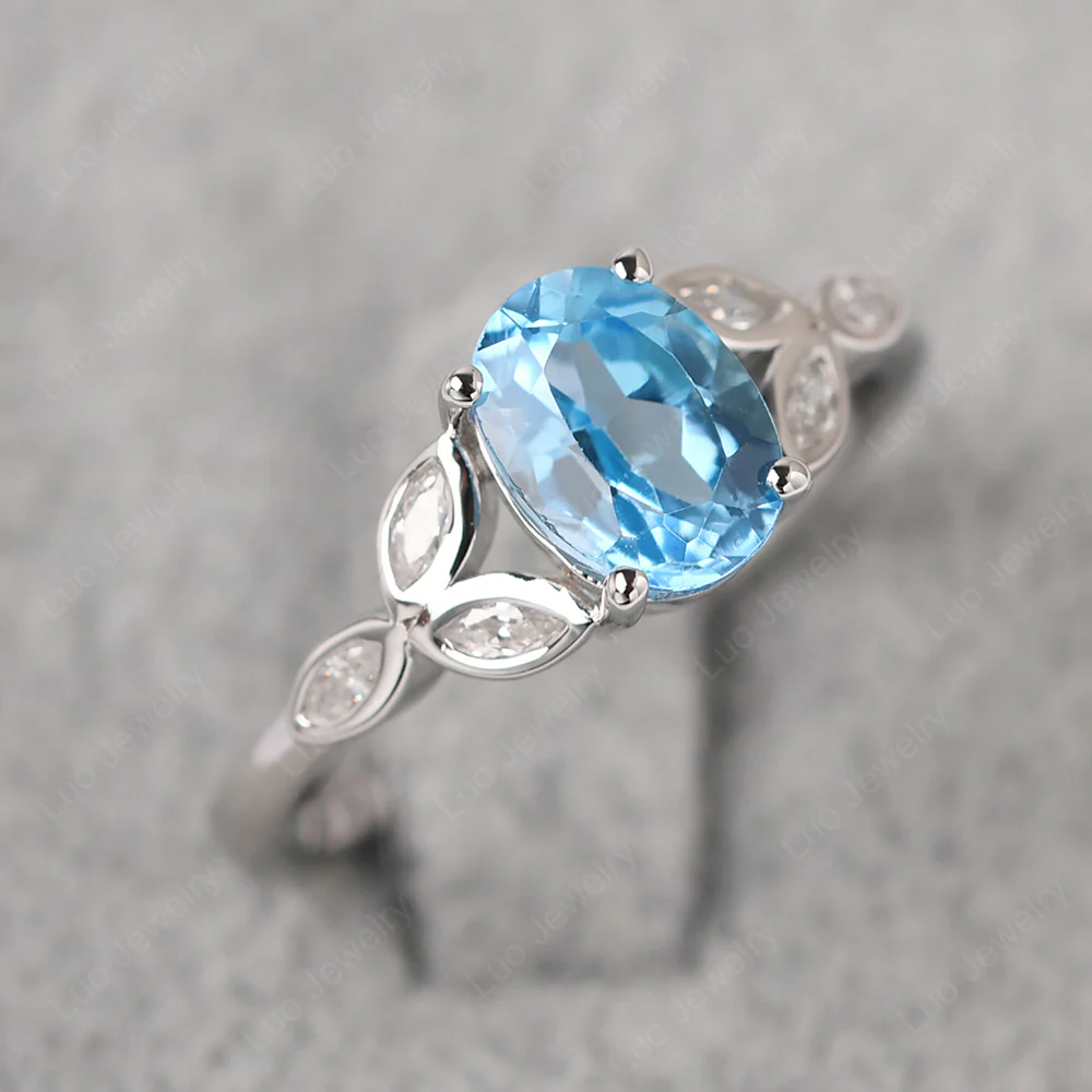 Oval Celtic Swiss Blue Topaz Ring - Image 2
