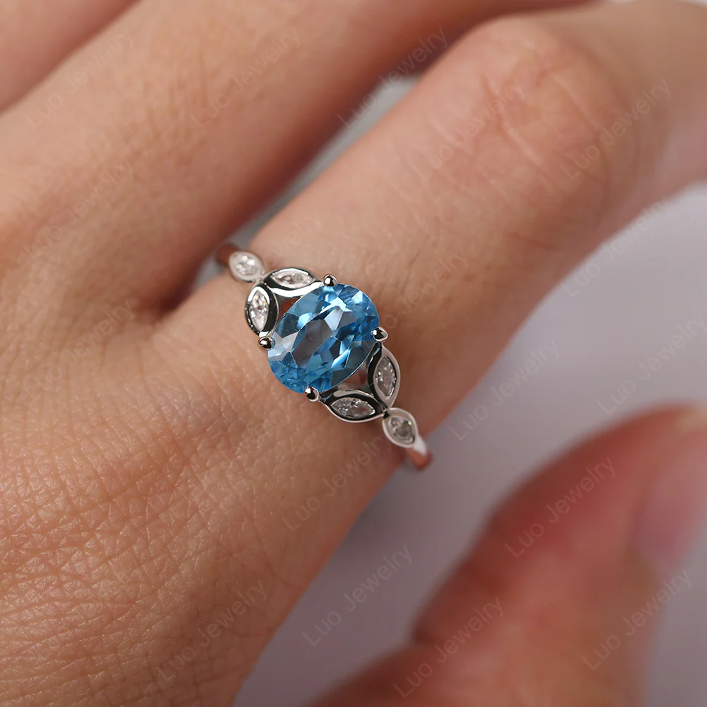 Oval Celtic Swiss Blue Topaz Ring - Image 6