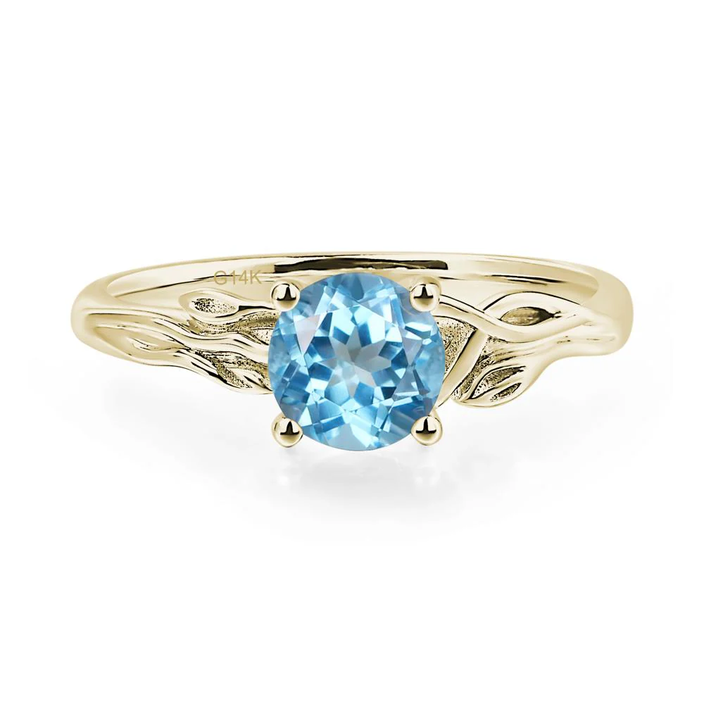 Petite Swiss Blue Topaz Tender Leaf Ring - Image 5