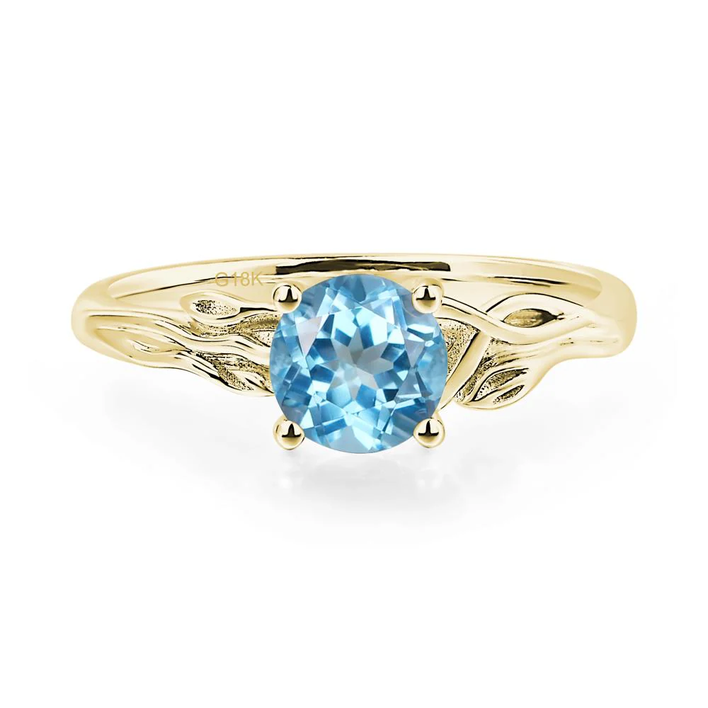 Petite Swiss Blue Topaz Tender Leaf Ring - Image 8