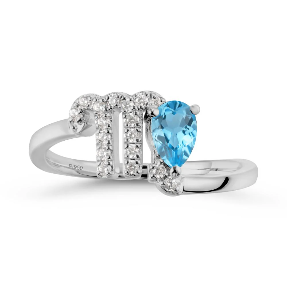 Swiss Blue Topaz Virgo Zodiac Wraparound Ring - Image 8
