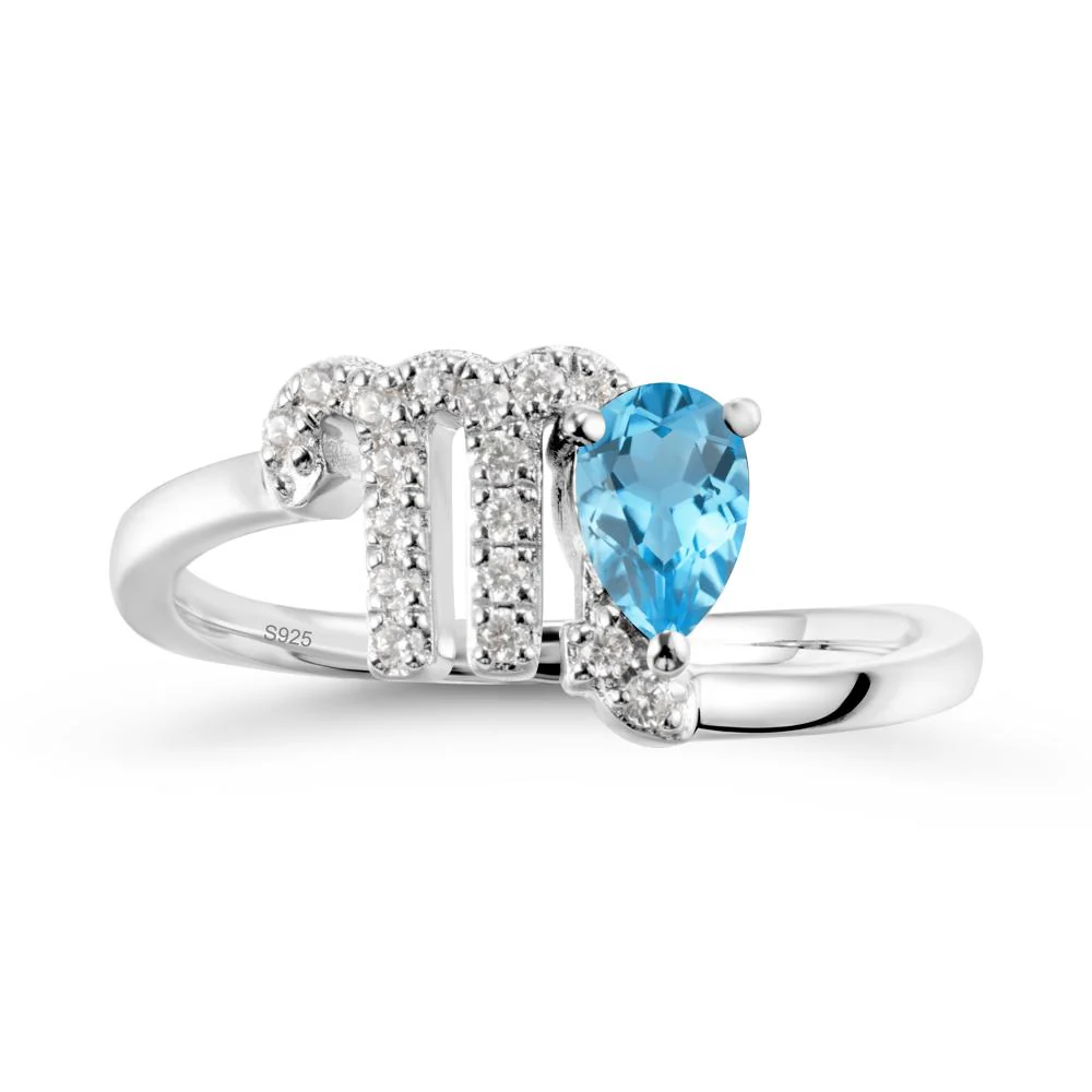 Swiss Blue Topaz Virgo Zodiac Wraparound Ring - Image 9