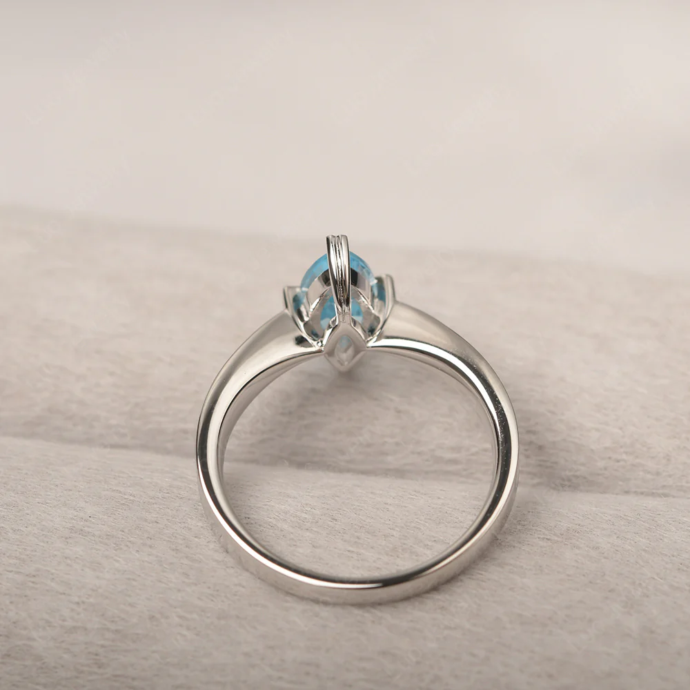 Swiss Blue Topaz Marquise Solitaire Ring - Image 3