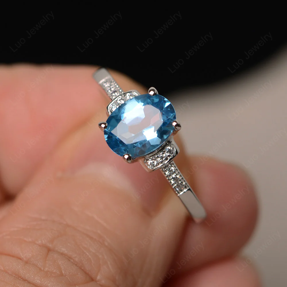 Petite Oval Swiss Blue Topaz Ring