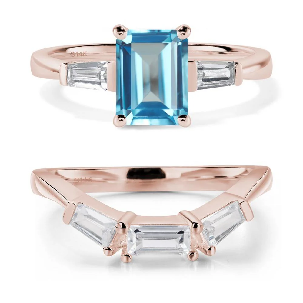 Swiss Blue Topaz Emerald Cut Baguette Ring - Image 11