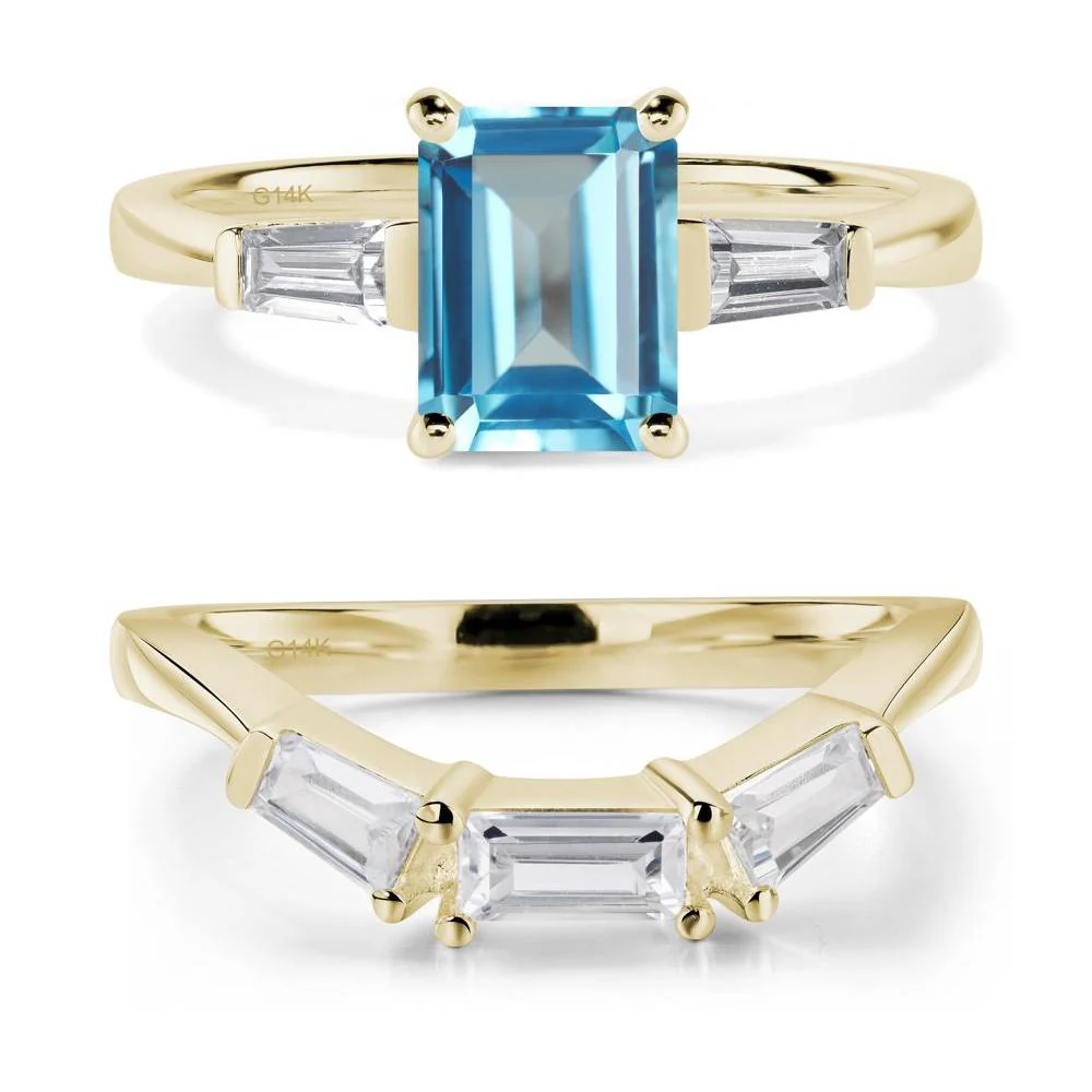 Swiss Blue Topaz Emerald Cut Baguette Ring - Image 15