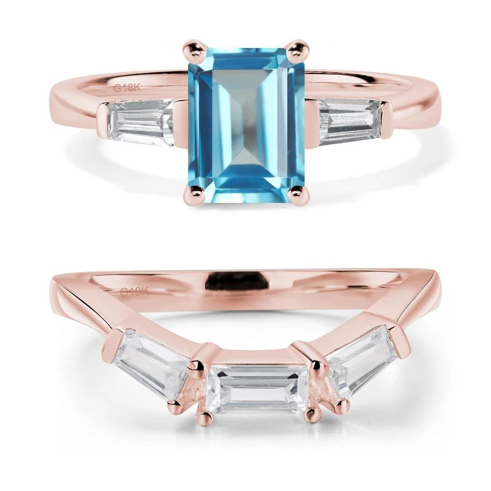 Swiss Blue Topaz Emerald Cut Baguette Ring - Image 17