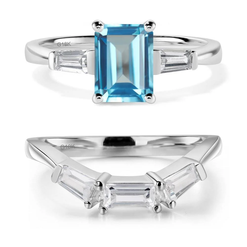 Swiss Blue Topaz Emerald Cut Baguette Ring - Image 19
