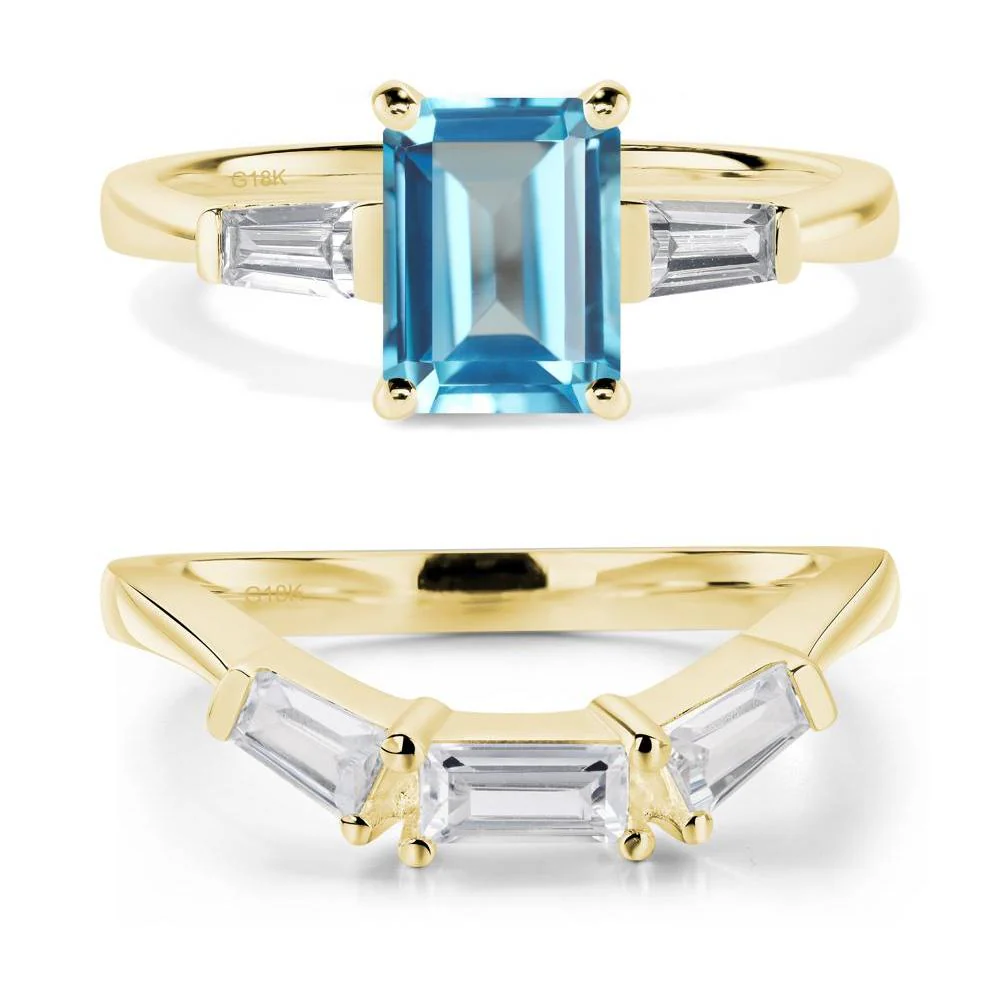 Swiss Blue Topaz Emerald Cut Baguette Ring - Image 21