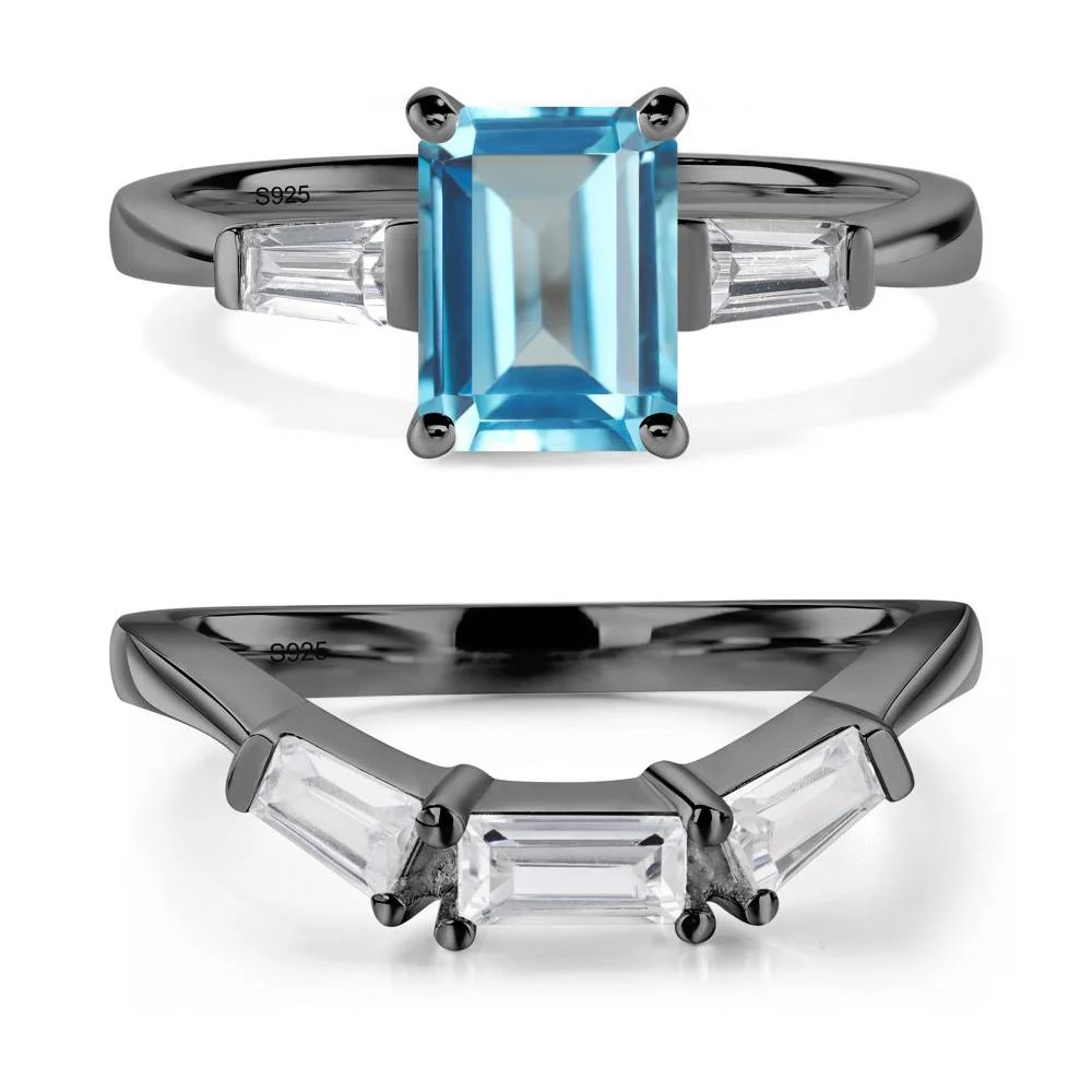 Swiss Blue Topaz Emerald Cut Baguette Ring - Image 23