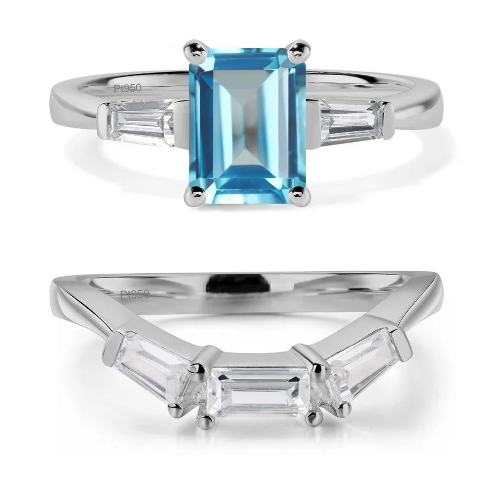 Swiss Blue Topaz Emerald Cut Baguette Ring - Image 25