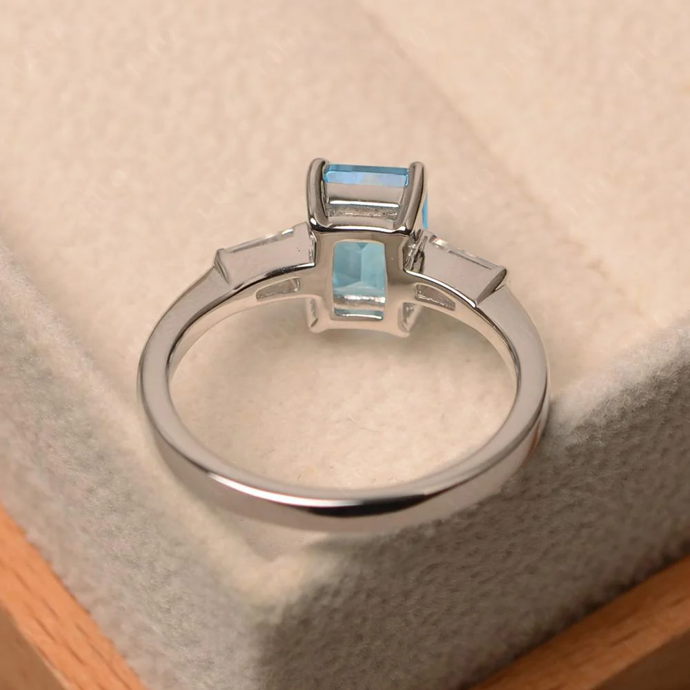 Swiss Blue Topaz Emerald Cut Baguette Ring - Image 31