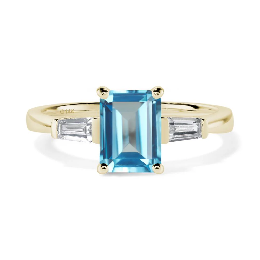 Swiss Blue Topaz Emerald Cut Baguette Ring - Image 4