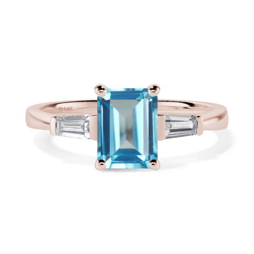 Swiss Blue Topaz Emerald Cut Baguette Ring - Image 5