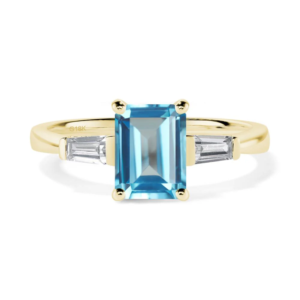 Swiss Blue Topaz Emerald Cut Baguette Ring - Image 7