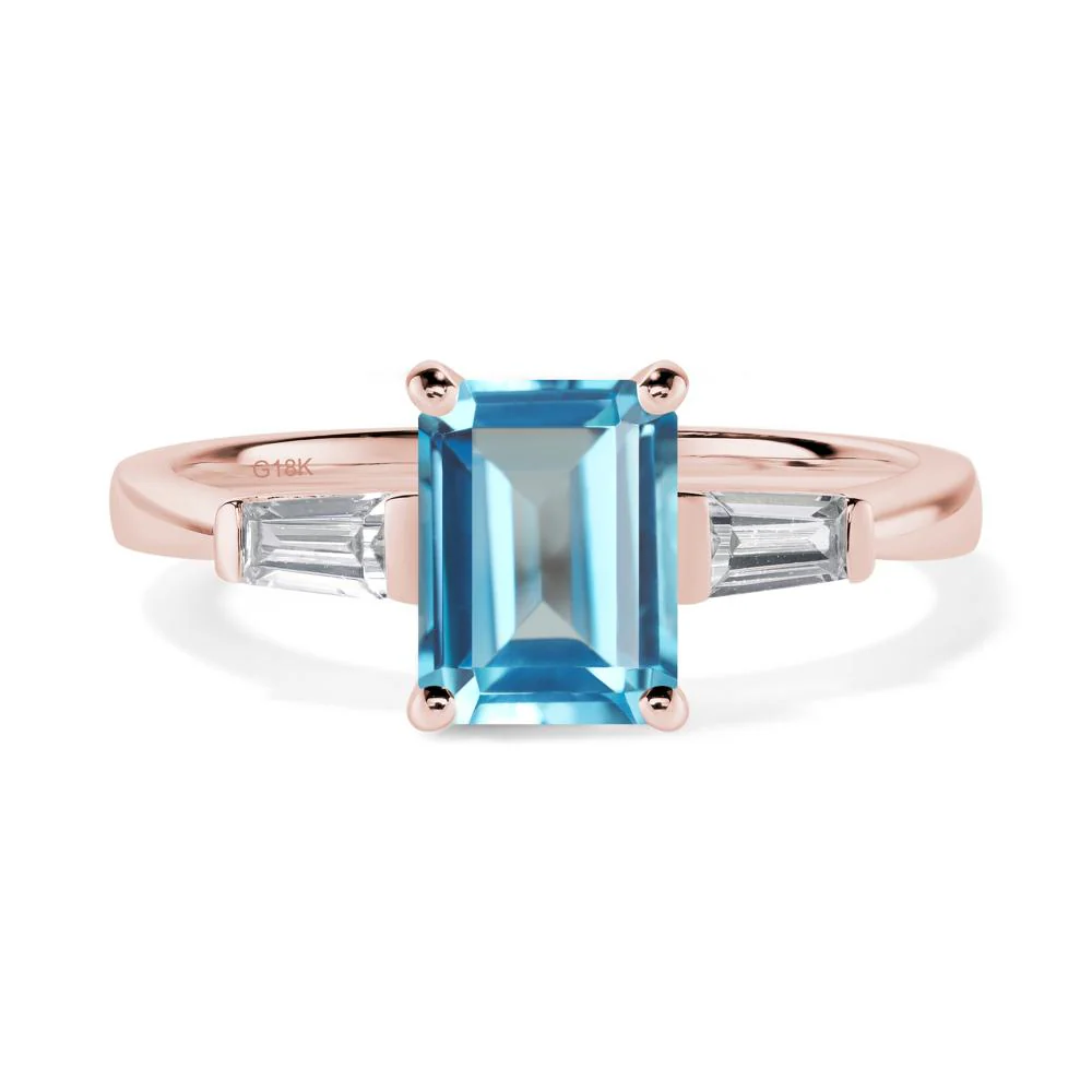 Swiss Blue Topaz Emerald Cut Baguette Ring - Image 8