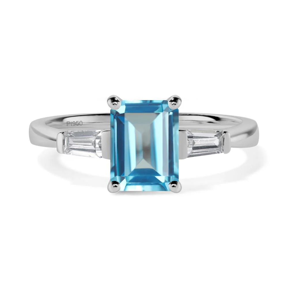 Swiss Blue Topaz Emerald Cut Baguette Ring - Image 9
