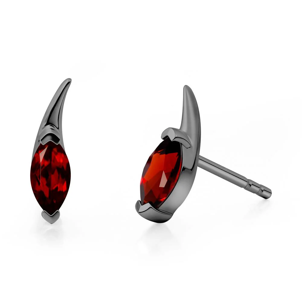 Tadpole Inspired Marquise Garnet Stud Earrings - Image 5