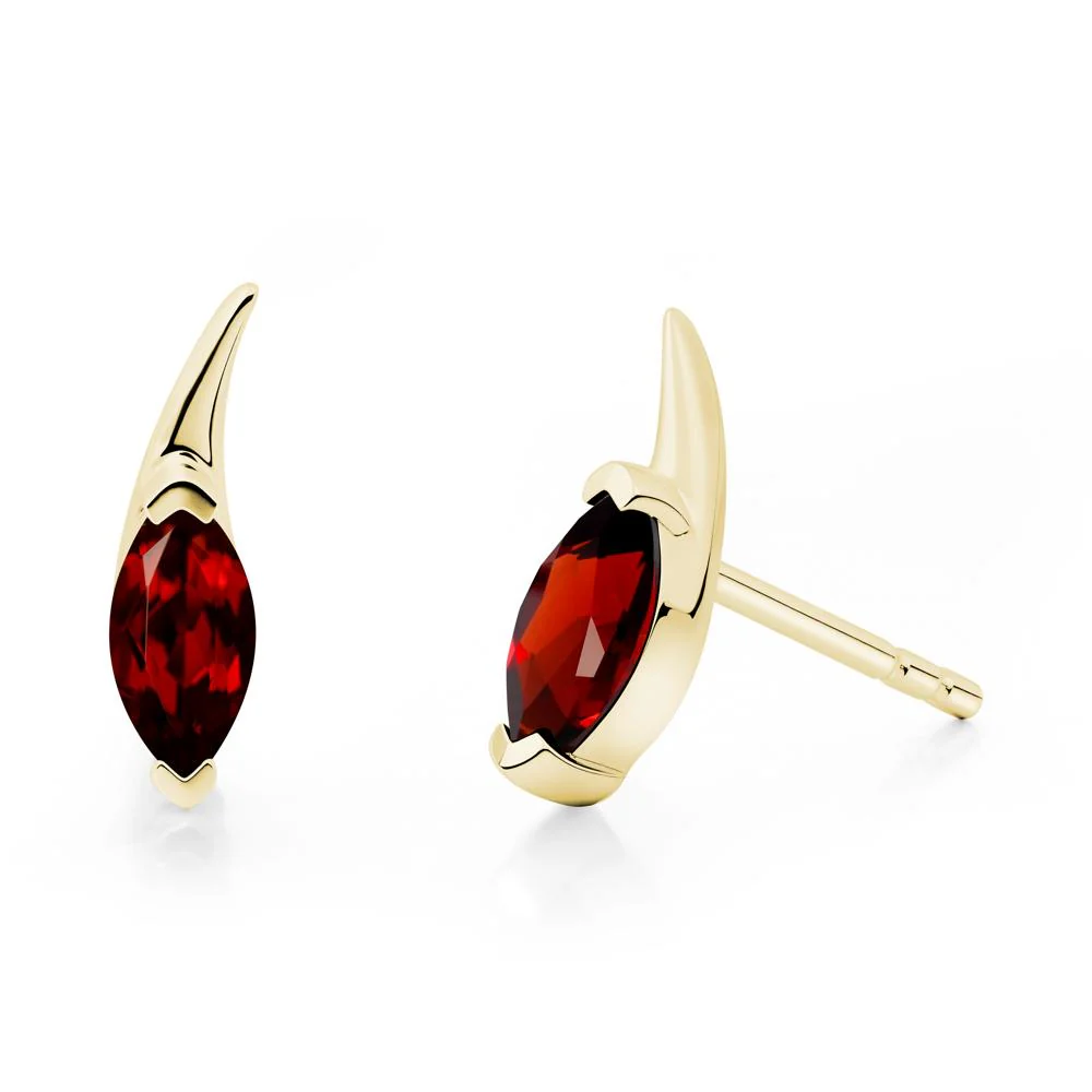 Tadpole Inspired Marquise Garnet Stud Earrings - Image 6