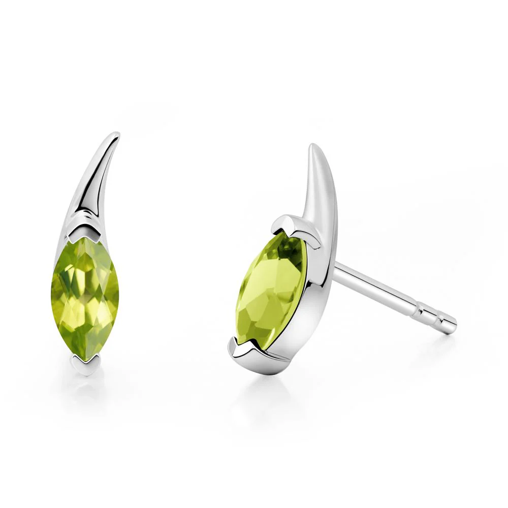 Tadpole Inspired Marquise Peridot Stud Earrings - Image 2