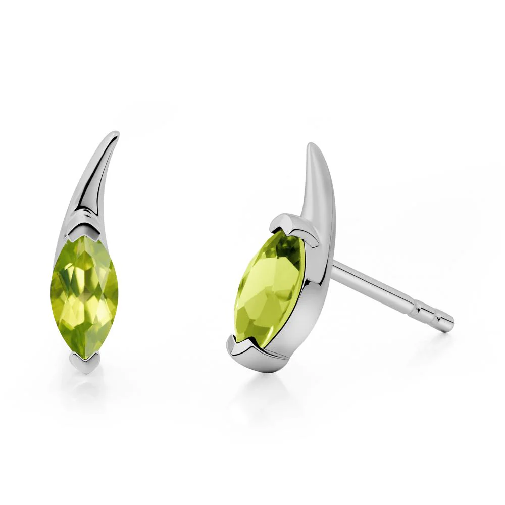 Tadpole Inspired Marquise Peridot Stud Earrings - Image 3