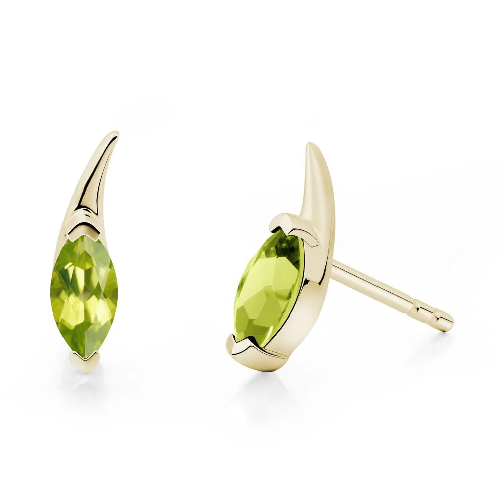 Tadpole Inspired Marquise Peridot Stud Earrings - Image 5