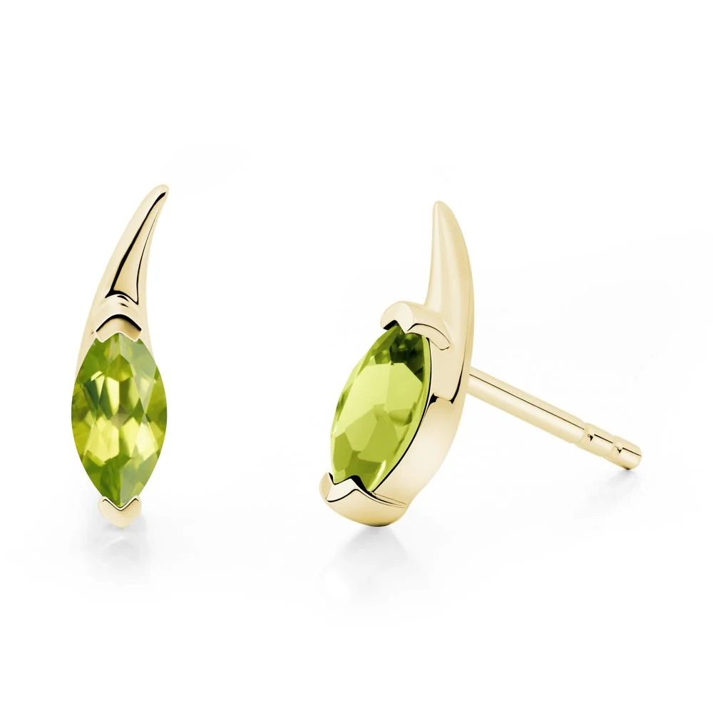 Tadpole Inspired Marquise Peridot Stud Earrings - Image 6