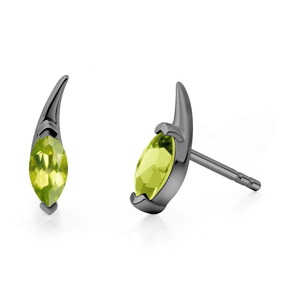 Tadpole Inspired Marquise Peridot Stud Earrings - Image 7