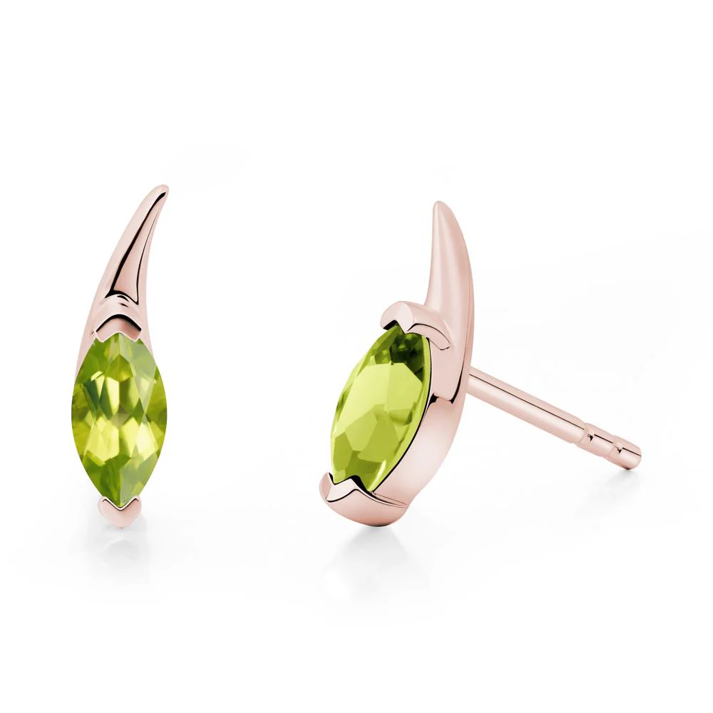 Tadpole Inspired Marquise Peridot Stud Earrings - Image 9