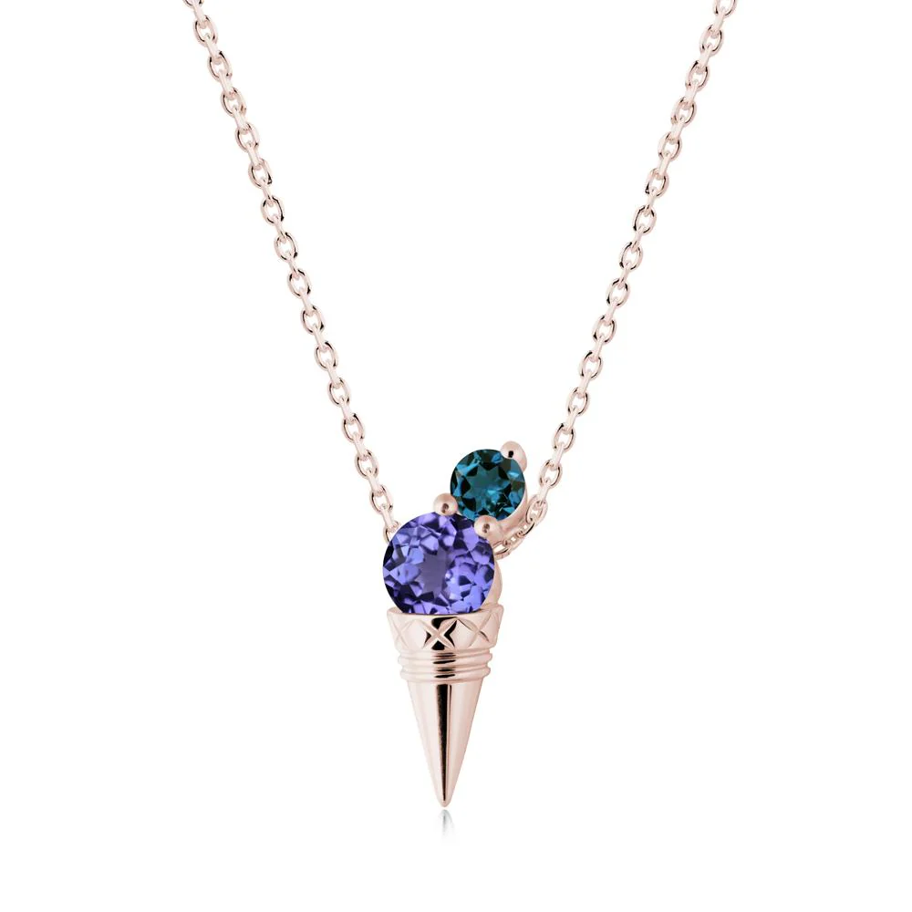 Tanzanite and London Blue Topaz Toi Et Moi Necklace - Image 2