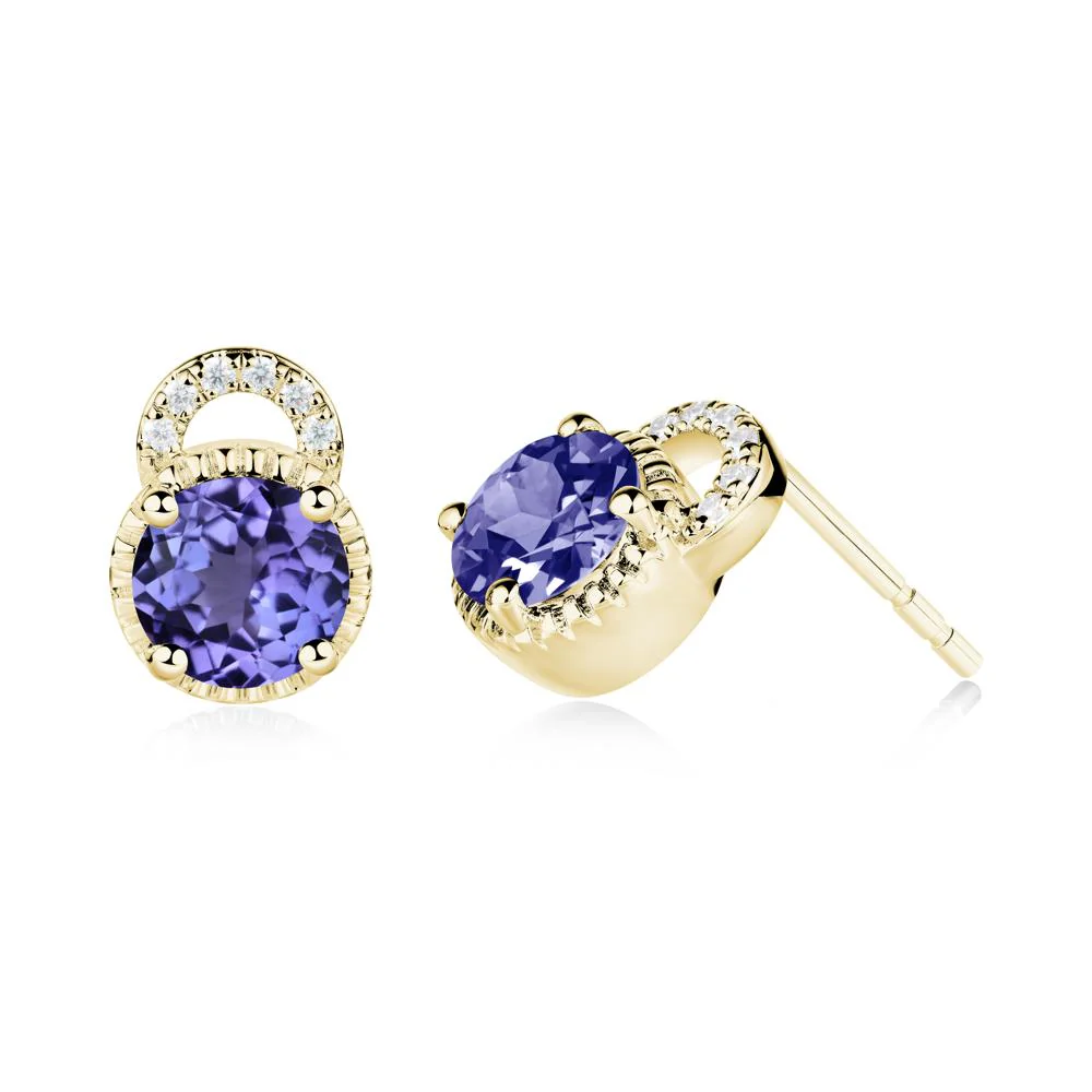 Tanzanite Earrings with Sculpted Halo - Image 6
