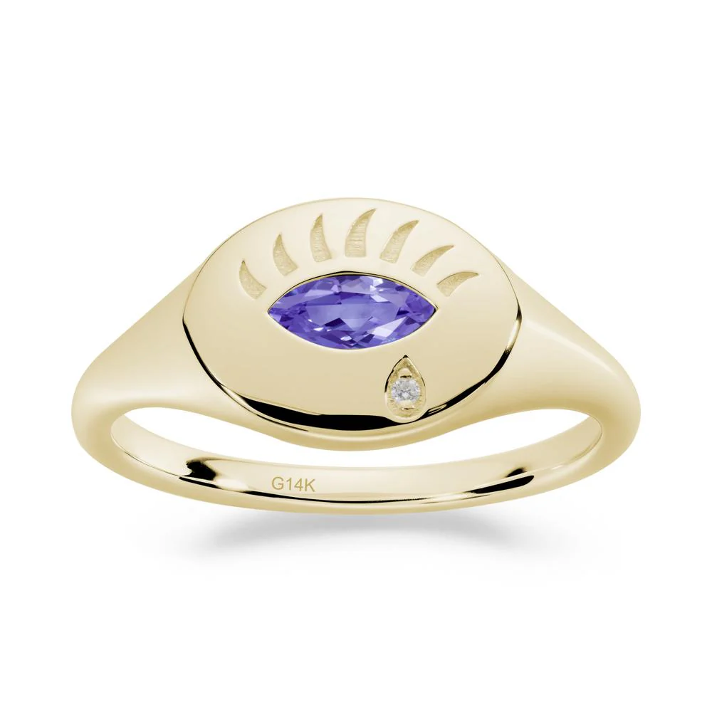 Tanzanite Evil Eye Signet Ring - Image 3