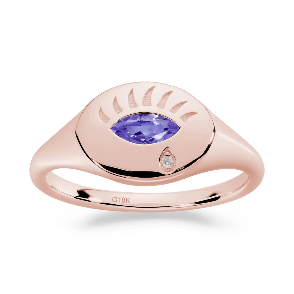 Tanzanite Evil Eye Signet Ring - Image 5