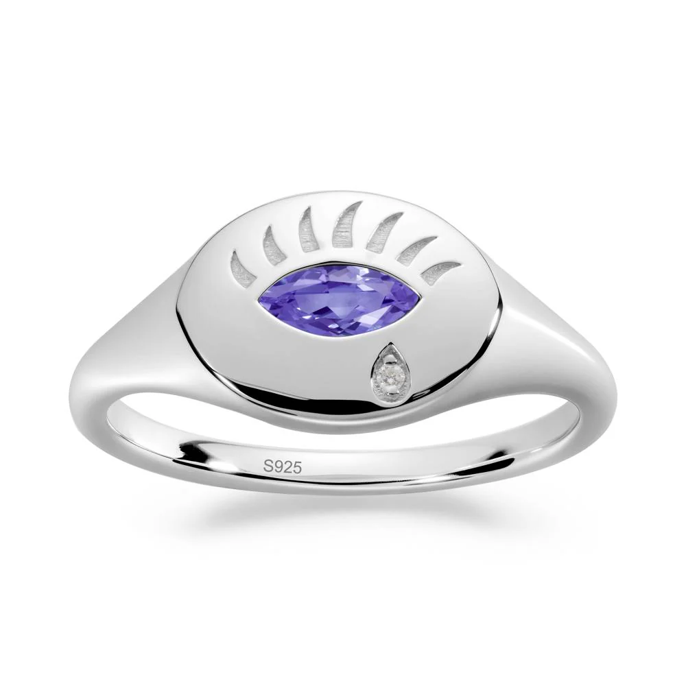 Tanzanite Evil Eye Signet Ring - Image 8