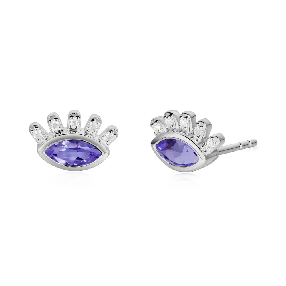 Tanzanite Evil Eye Stud Earrings - Image 2