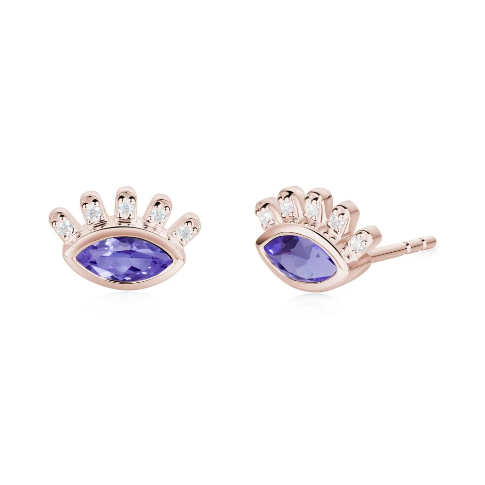 Tanzanite Evil Eye Stud Earrings - Image 4