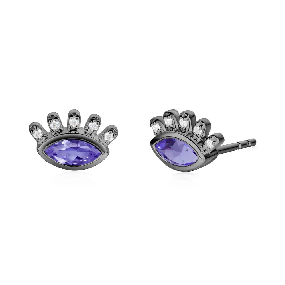 Tanzanite Evil Eye Stud Earrings - Image 6